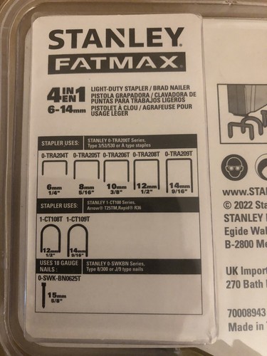 Stanley TR400 Fatmax 4 In 1 Light Duty Nailer Staple Gun FMHT0-70411 STA070411 - 第 6/7 張圖片
