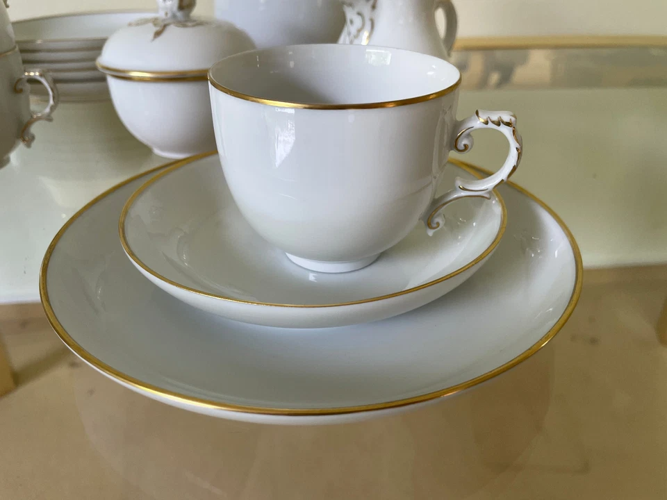 Fürstenberg Kaffee Service weiß Alt Fürstenberg mit Goldrand 21-tlg. - Bild 3 von 4