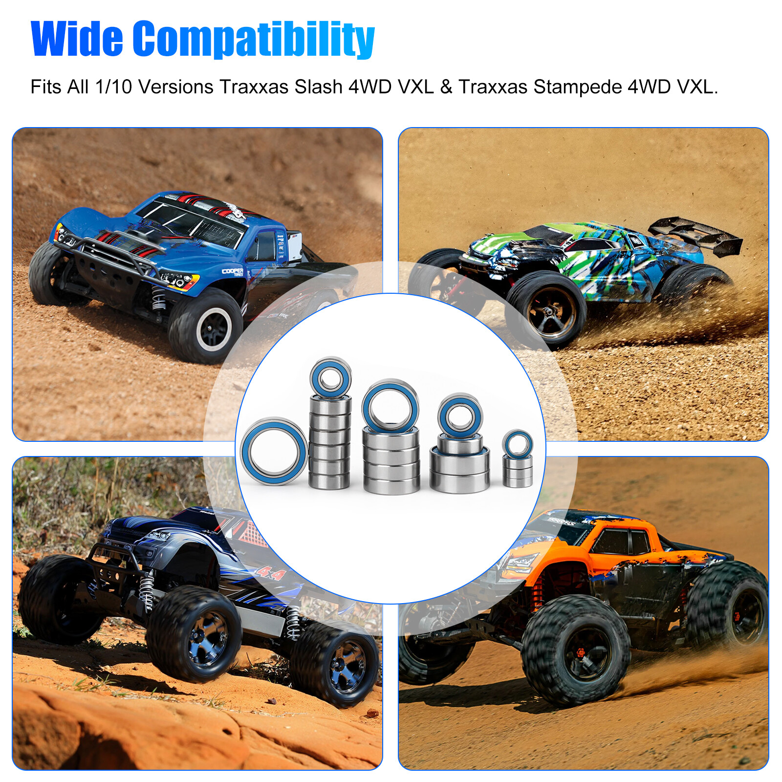 21Pcs RC Bearings Kit for Traxxas Slash 4x4 Rustler Stampede 4X4 VXL