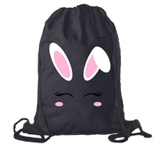 Easter Basket Cotton Drawstring Cinch Bags Bunny Gift Bags - Bunny Face