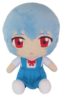 EVANGELION NEW MOVIE - REI UNIFORM SITTING PLUSH 12''. Authentic GE - IN STOCK!