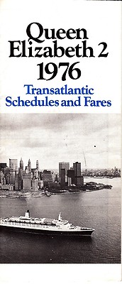 Queen Elizabeth 2 1976 Transatlantic Schedules and Fares Cruise Brochure