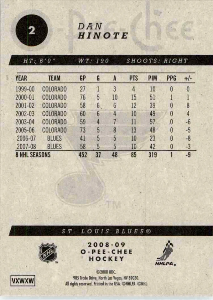 2008-09 O-Pee-Chee Dan Hinote #2 - Image 2 of 2