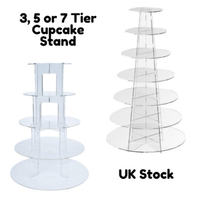 Klar Acryl Rund Cupcake Ständer Display Hochzeit & Party Tier Cup Cake Halter