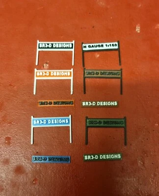 SR-3D N gauge model railway station sign 7 colours Customisable Name Set of 2