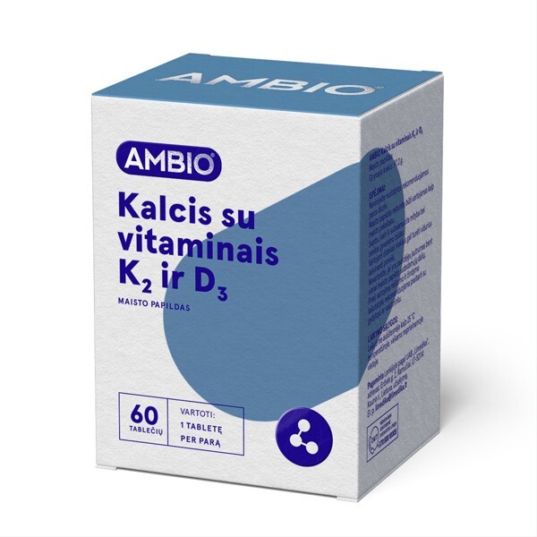 AMBIO Calcium With Vitamins K2 and D3 60 tablets Bones and Teeth Supplement