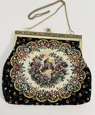 VTG Tapestry Grannycore Floral Clasp Clutch Excellent Condition
