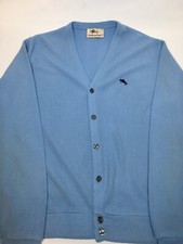 Vintage Cardigan Mens Large Steeplechase Grandpa Sweater Blue Made in USA