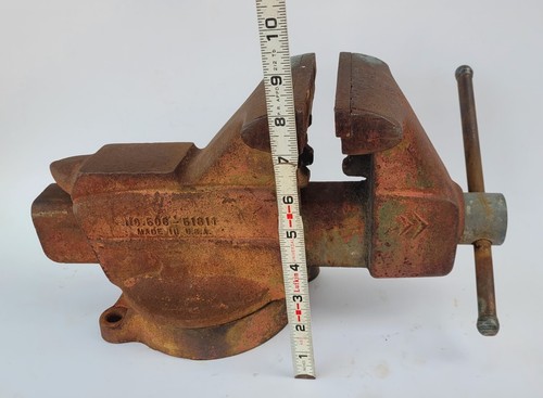 VINTAGE CRAFTSMAN NO. 506-51811 SWIVEL BENCH VISE 5" JAWS HEAVY DUTY TOOL USA - Picture 12 of 13
