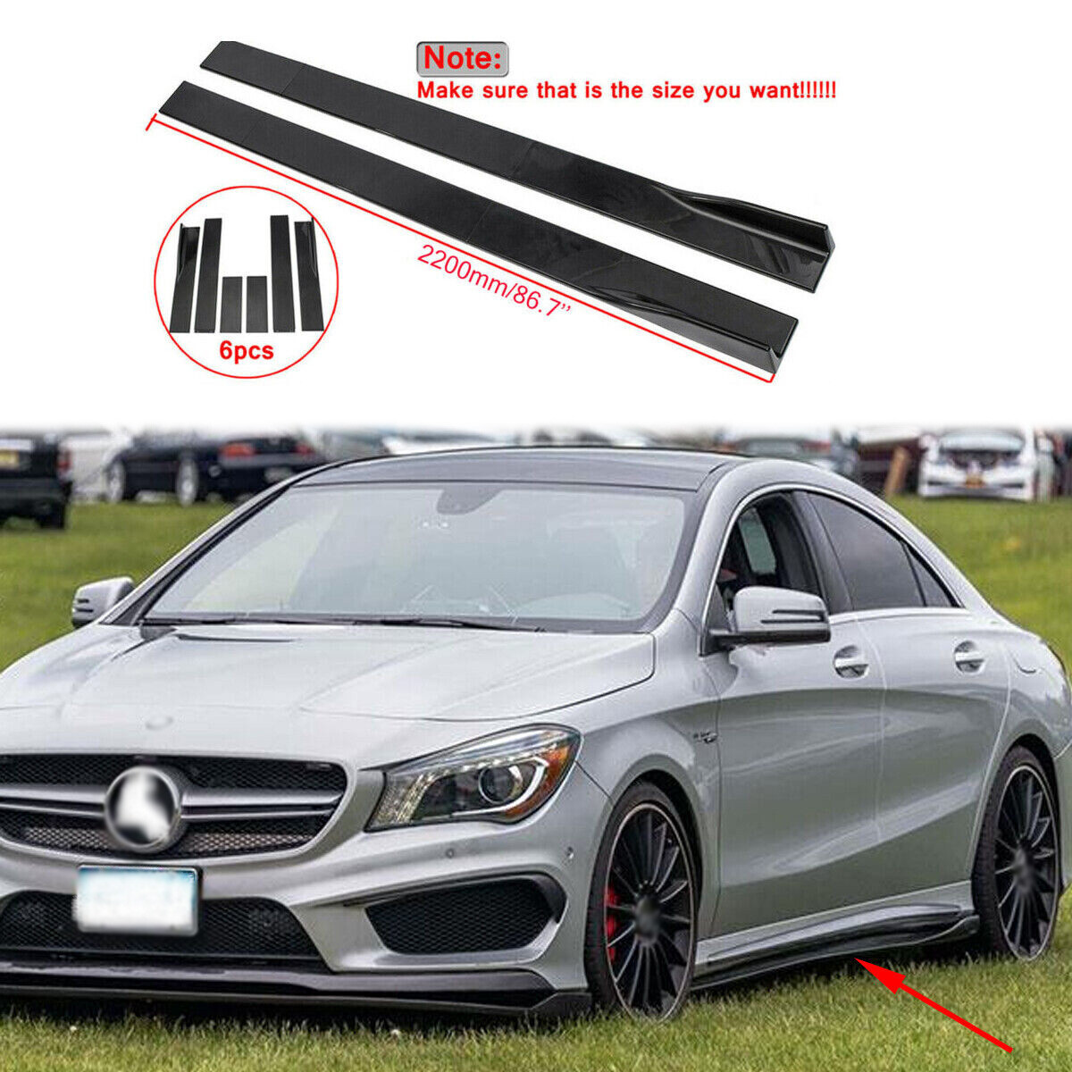 MERCEDES C CLASS W205 C205 AMG STYLE SIDE SKIRT EXTENSION BLADES