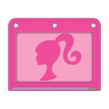 Mattel Barbie Zippered 3-Ring Pink School Pencil/Pen Pouch New Free Shipping 
