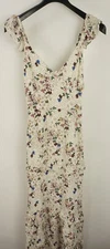 Luna Chix Womens Size M Ivory & Brown Floral Ruffle Tiered Sleeveless Maxi Dress