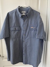 CARHARTT Blue/Gray Plaid Short Sleeve Button Down Size 2XL Casual EUC