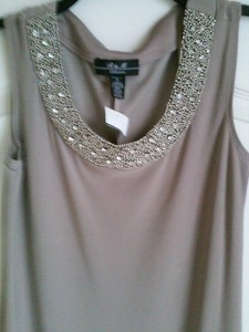 R-amp-M-Richards-Women-039-s-1-Piece-Mesh-Panel-Beaded-Neck-Jacket-Dress-Taupe-Size-6