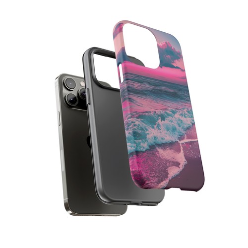 For iPhone | Samsung Galaxy | Pixel Phone Case - Pink Tranquil Beach Waves Neon - 第 28/191 張圖片