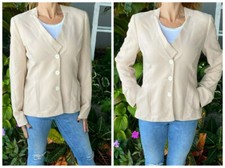 Krizia Poi Made In Italy Beige Cupro Classy 3 Button Jacket Blazer 44 8 M ❤️