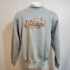 Vintage Minnesota Viking Crewneck Pro Player Mens Size XL Grey Pullover USA Made