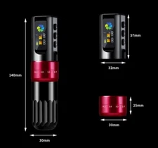YILONG F3 Wireless Tattoo Machine 6 Strokes Adjustable And 2x 2000MAH BatteryRED