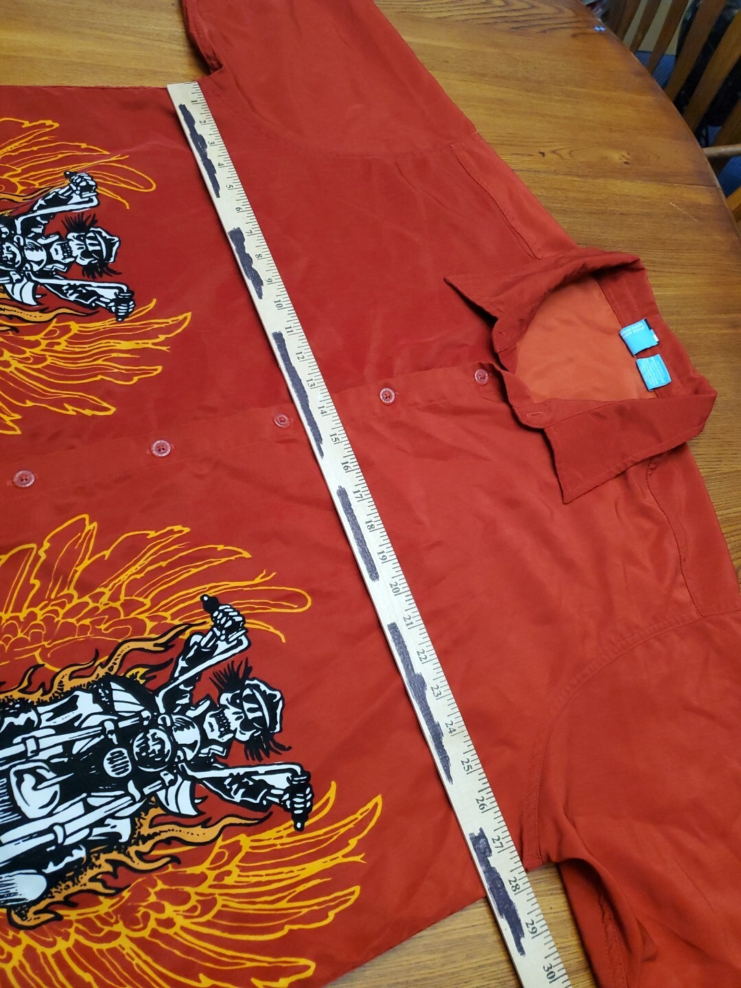 Phys Sci Button Up Skeleton Biker Graphic Shirt S… - image 9