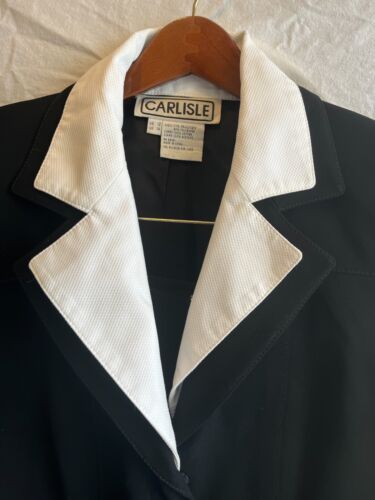 Carlisle Pants Suit Size 12 Black and White Dressy 2 Piece w/ Detachable Collar - Picture 3 of 11