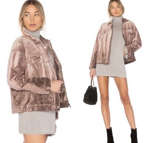 Free People Velvet Trucker Jacket Sz XS 