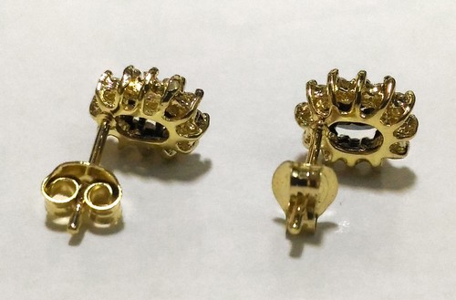 GOLD DOUBLE *** Saphir Safir Ohrstecker  vergoldet 10 mm - Picture 2 of 3