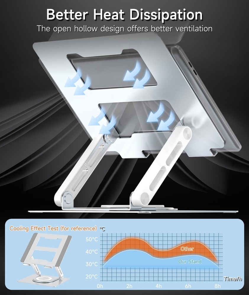 360° Swivel Laptop Stand with Adjustable Ergonomic Desk Base