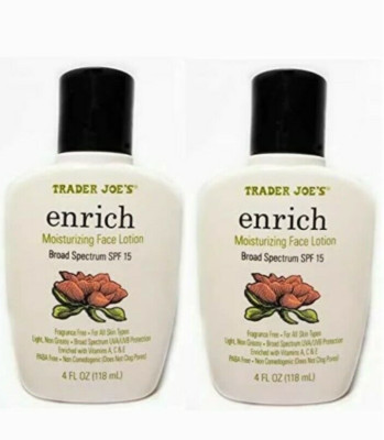 2 pack Trader Joe's Enrich Moisturizing Face Lotion Broad Spectrum SPF15 4oz