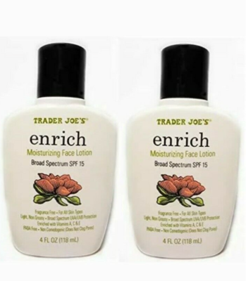 2 pack Trader Joe's Enrich Moisturizing Face Lotion Broad Spectrum