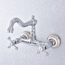 Wall Mount Polished Chrome Brass Bathroom Sink Faucet Kitchen Mixer Tap fsf780