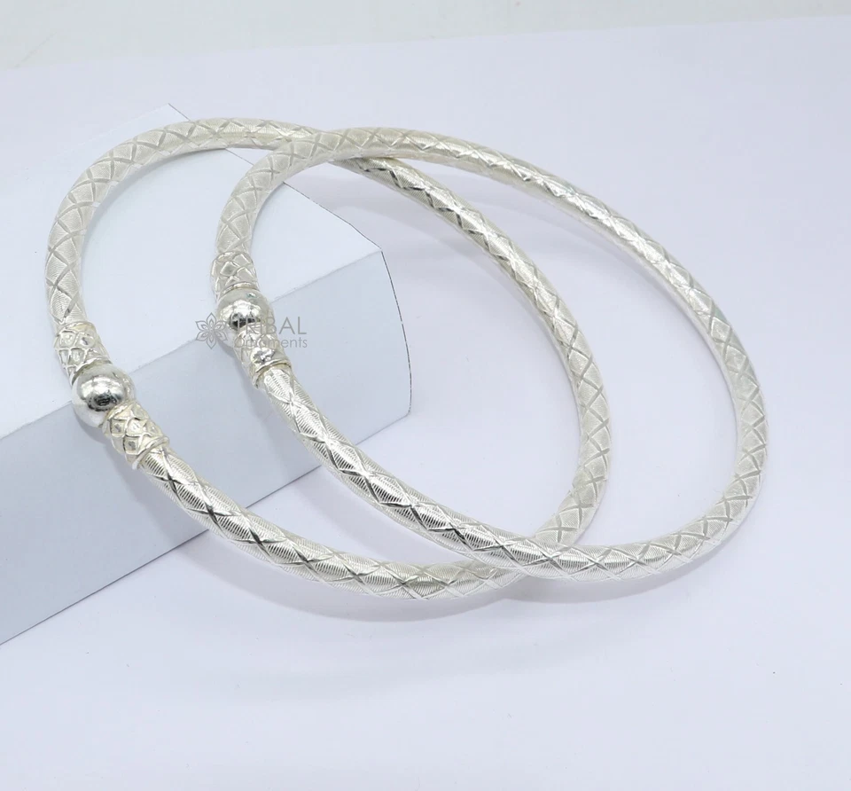 Argento 925 sterling fatto a mano design semplice indiano tradizionale donna kada nsfk114 - Immagine 3 di 4