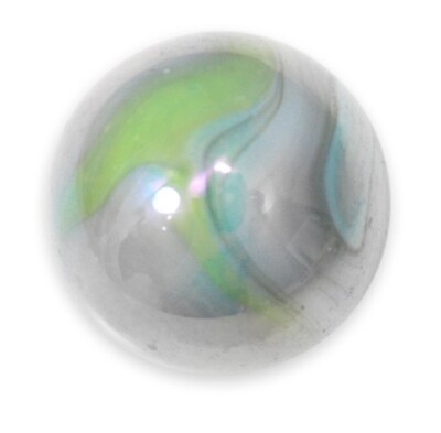Massive 42mm Thunderbolt 1.65'' Glass Marble Gray w Green Blue Swirls Iridescent