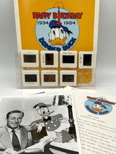 1984 Donald Duck 50th Birthday Press Kit 9 Photos 7 Slides 7 Packets & Folder