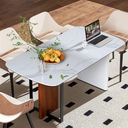 Rectangular Marble Dining Table Luxury Family Dinner Tables Kitchen Living Room - Picture 9 of 16