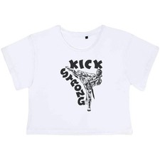 'Kick Strong, Stay Powerful' Women's Cotton Crop Tops (CO053018)