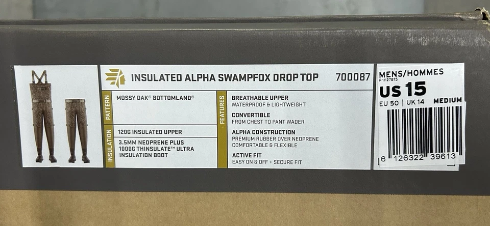 Lacrosse Alpha Swampfox Insulated waders.  Size 15 Med.  Never Worn!  #700087 - Image 2 of 4