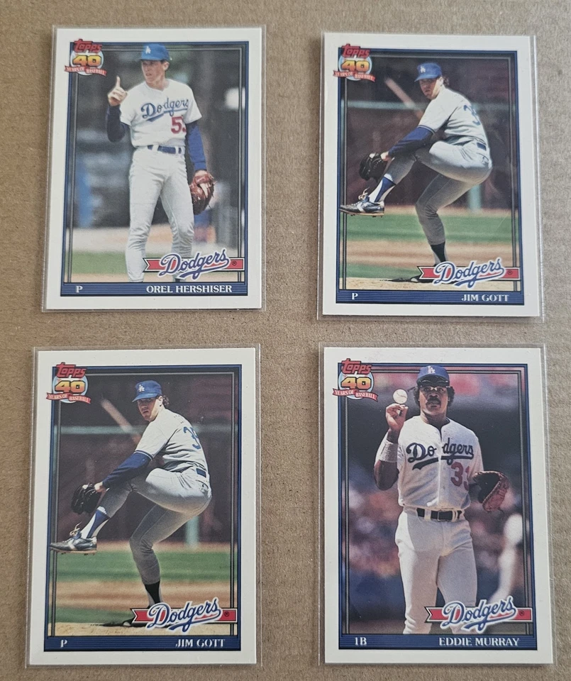1991 Topps 40 años de béisbol. Lote de 16 tarjetas de los LA Dodgers usadas  Foto 2 de 4