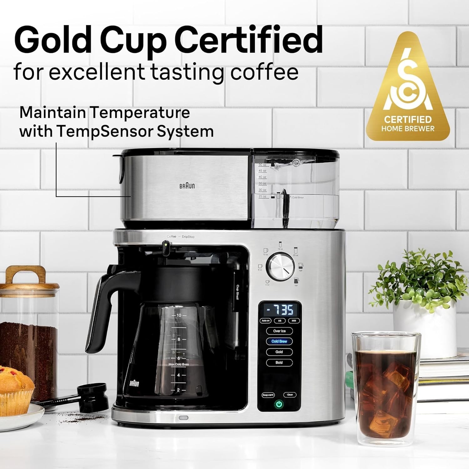 Braun MultiServe Plus 50oz 10-Cup Pod Free Drip Coffee Maker, Hot and Cold Brew