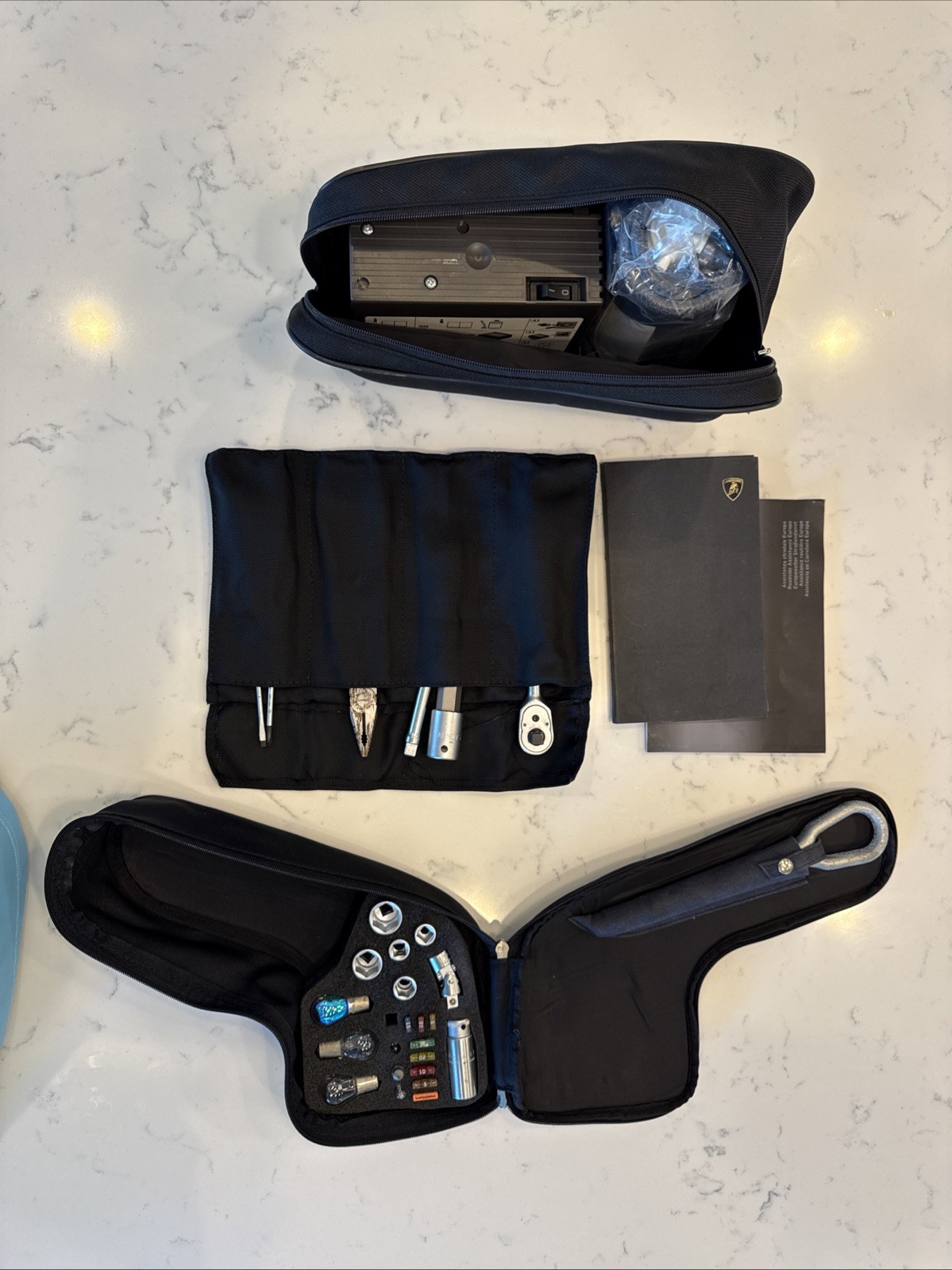 RARE Early Lamborghini Gallardo OEM Tools And Tire Inflate Kit. Free Bonus Books
