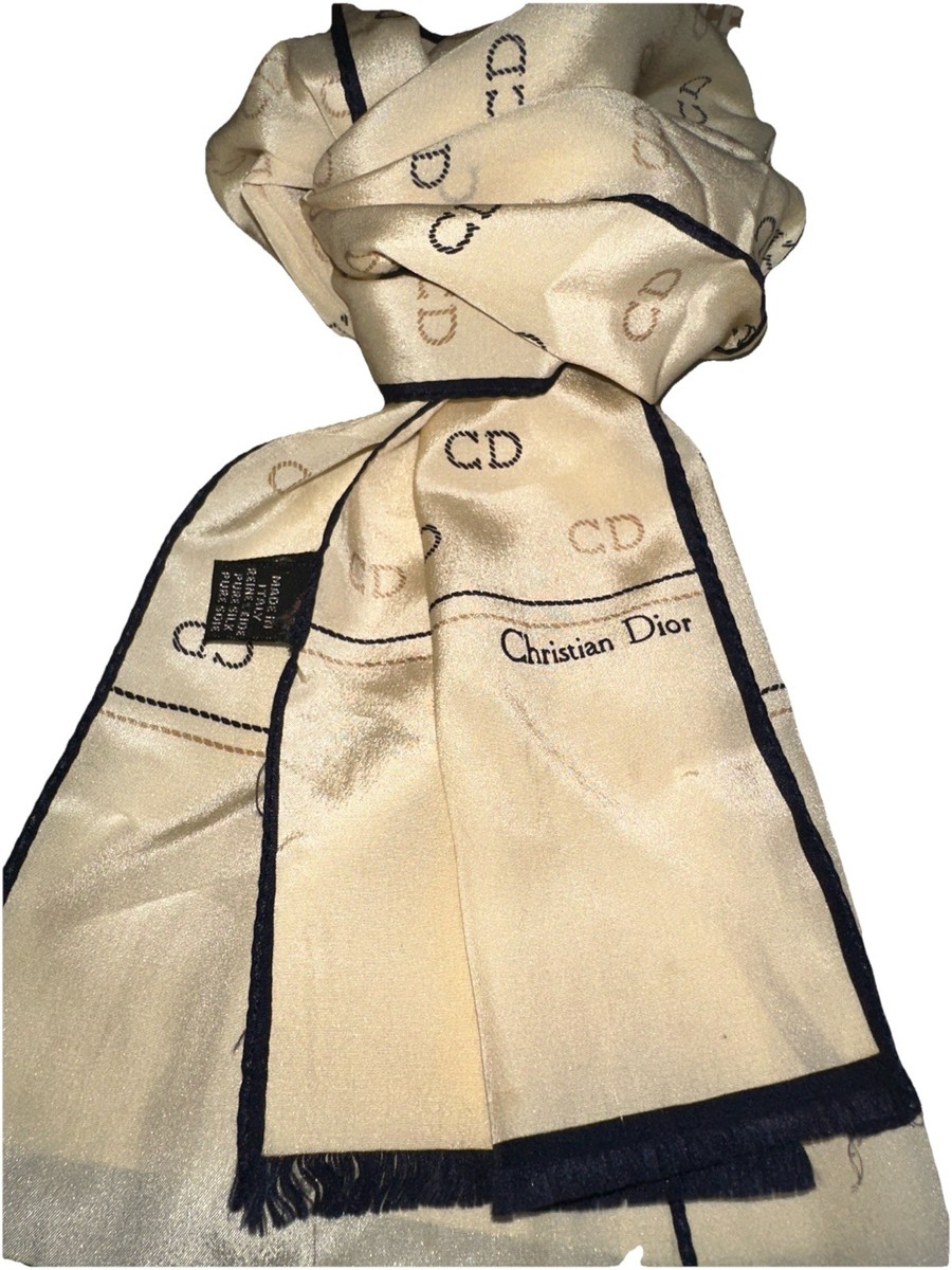 Christian Dior Vintage CD Logo Silk Long Scarf | eBay