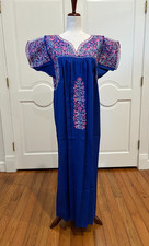 San Antonino Maxi Dress, Oaxaca Mexican dress. hand Embroidered. Silk Threads,