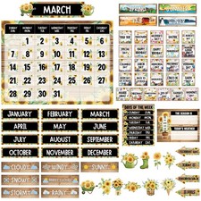 Sunflower Classroom Calendar Set Bulletin Board Decor Seasons Weather Chart