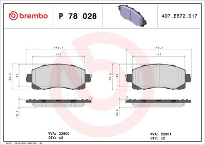 BREMBO Bremsbelagsatz Scheibenbremse PRIME P 78 028 für IMPREZA XV GT FORESTER