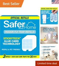 Eco-Friendly Fly Trap Refill Pack - 3 No-Synthetic-Glued Cards for Easy Disposal