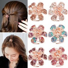 Mini Metal Hair Clips with Rhinestone Crystals for Women - Non-slip Jaw Clamps a