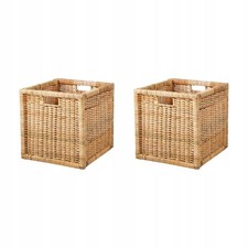2x Rattan Storage Basket 32x34x32cm - Natural Brown