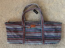 ELENTURE cotton canvas yoga mat bag with a multi-color stripe pattern. 26x12x8  