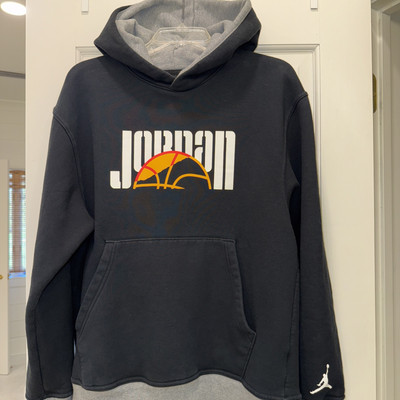 Nike Air Jordan Sport DNA HBR Fleece Hoodie Men's Sweatshirt Black Gray Medium