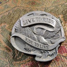 Harley Davidson 1978 Vintage Belt Buckle with Live to Ride Eagle Design