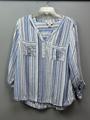 Haut Tunique Croft & Barrow Rayé Rose – Taille XL, Occasion Très Bon état, Manches Longues
